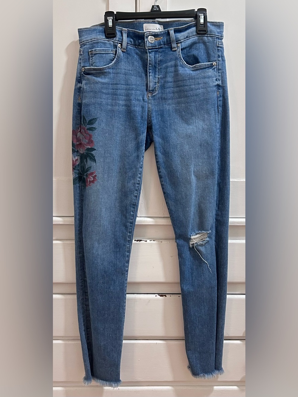LOFT rose floral patterned jeans